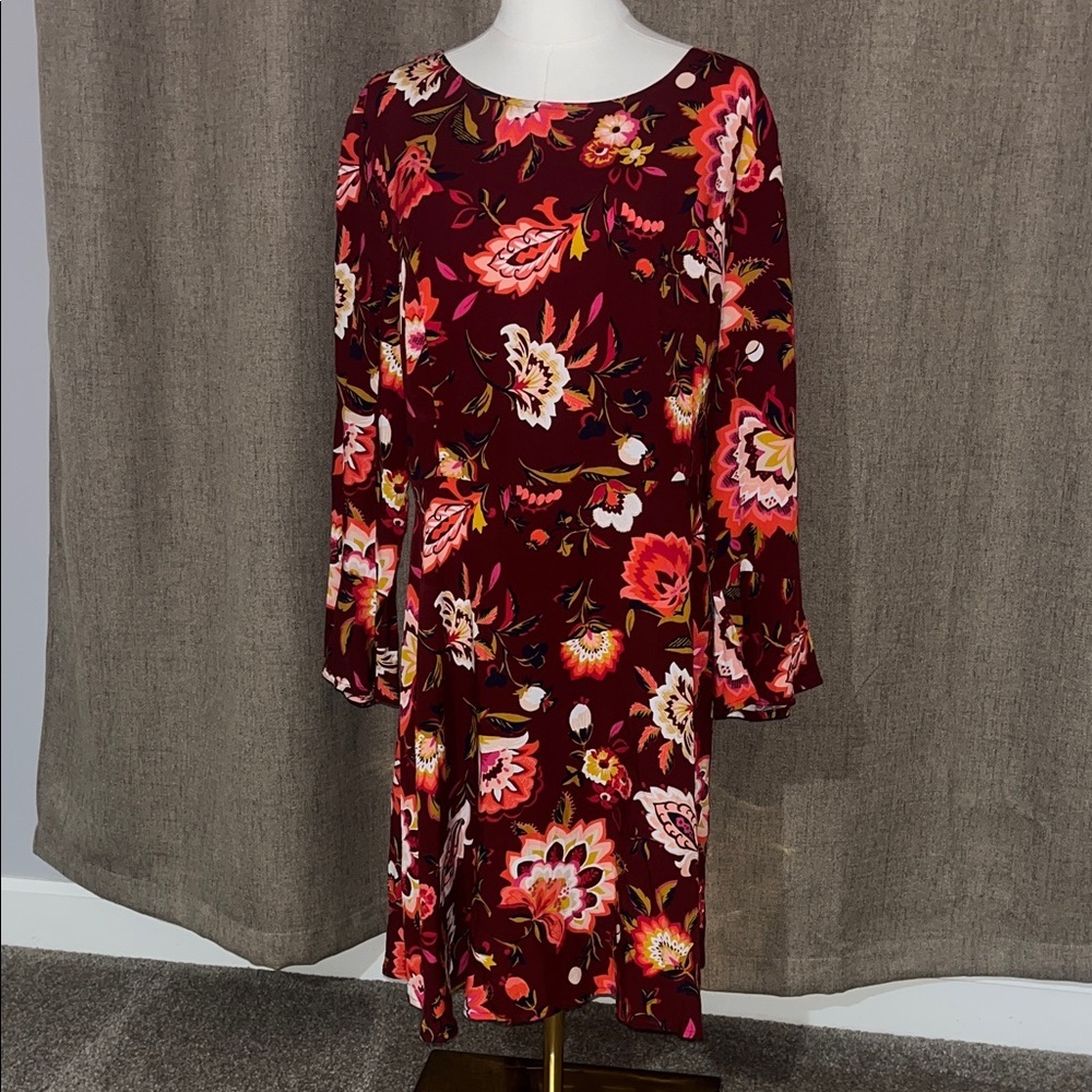 Old Navy Floral Long Sleeve Dress with Flounce Sleeve Like New